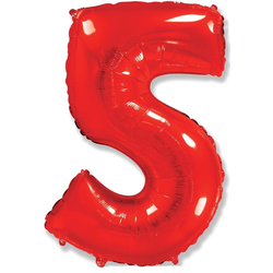 Воздушный шар фольгированный "ЦИФРА 5. КРАСНЫЙ"