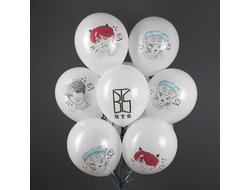 Шар (12''/30 см) K-POP, BTS, Белый, пастель,