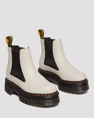 Dr Martens Audrick Nappa Leather Platform Chelsea Beige
