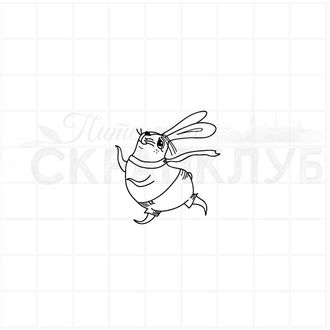 Штамп прозрачный - Кролик бегущий в развевающемся шарфе