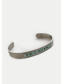 (АРТИКУЛ: 7553/51) БРАСЛЕТ ЖЕНСКИЙ, МЕТАЛЛ СТАЛЬНОГО ЦВЕТА, С  БЛЕДНО-ГОЛУБЫМИ НИТЯМИ