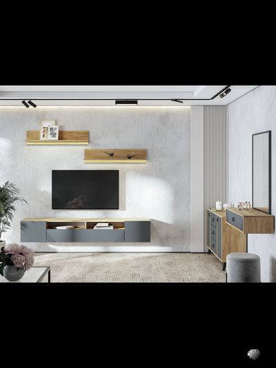 Байкал Стол туалетный навесной Дуб Золотой / Графит