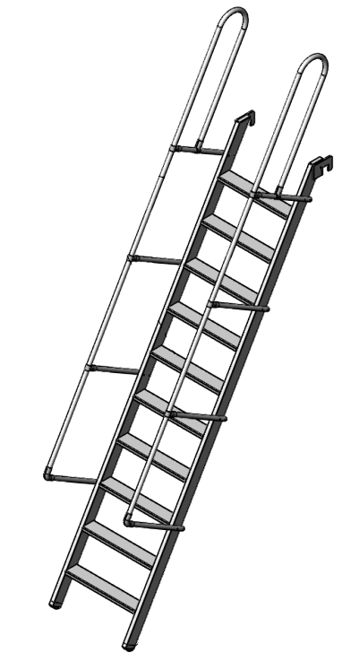 Лестница ЛПИ угол 60 гр. поручни 490 мм