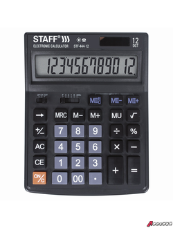 Калькулятор настольный STAFF STF-444-12 (199×153 мм), 12 разрядов, двойное питание. 250303