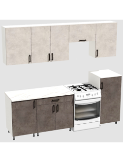 Кухня Эконом 1,8 метра с полуколонкой (1300х500) Цвет: Цемент светлый/Цемент темный