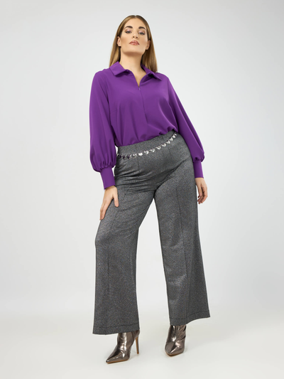 Cтильные женские  брюки большого размера серебро