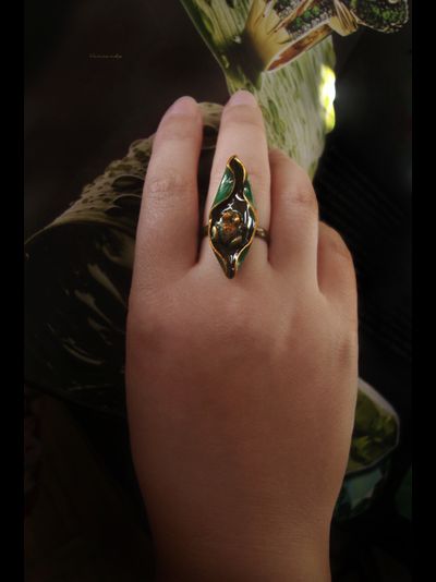 "После дождя", необычное кольцо с тропической лягушкой