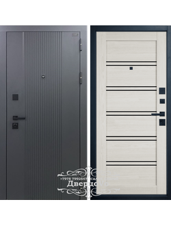 ВФД (VFD) ВЛАДИМИРСКАЯ ФАБРИКА ДВЕРЕЙ/ BALANCE Twin. ATUM PRO 28/ ЭКОШПОН Sharkskin - Artic Oak + ЧЕРНОЕ СТЕКЛО/ ТОЛЩИНА 112 мм/ ТРИ КОНТУРА/ МИНЕРАЛЬНАЯ ПЛИТА