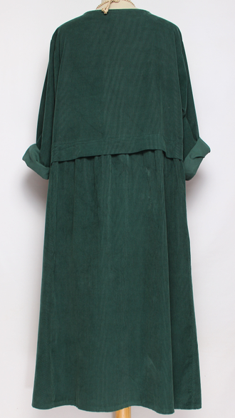 Платье Бохо "Два разреза " вельветовое малахит до р.56