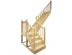 Деревянная межэтажная лестница ЛЕС-04 поворот 90°