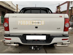 Защита заднего бампера уголки двойные d60/42 для JAC T6