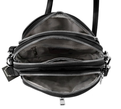 (АРТИКУЛ: 7865/1/02) СУМКА ЖЕНСКАЯ НЕБОЛЬШАЯ, НАТУРАЛЬНАЯ КОЖА, ЧЕРНАЯ , ТРИ ОТДЕЛЕНИЯ, С ДЕКОРАТИВНОЙ МОЛНИЕЙ, ДЛИННЫЙ РЕМЕНЬ  ЧЕРЕЗ ПЛЕЧО