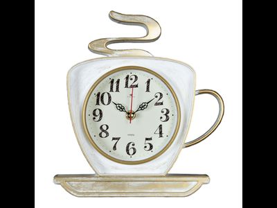 Часы настенные Рубин чашка пластик 25*24 белый с золот [96 536]