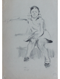 "Портрет девочки" бумага уголь Кондратова О.Е. 1973 год