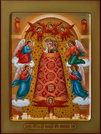 Покров. Икона Пресвятой Божией Матери. Рукописная икона.
