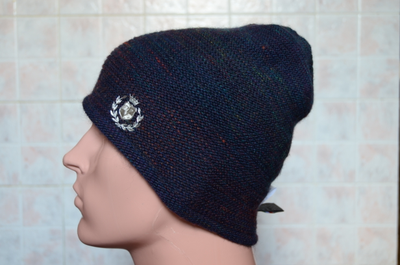 двухсторонняя вязаная мужская шапка зима