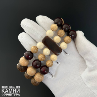 Браслет "Градация" микс круглых деревянных бусин с градацией от 10 до 20 мм, цена за штуку