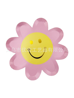 Тарелки цветы ромашки, 10шт, розовый