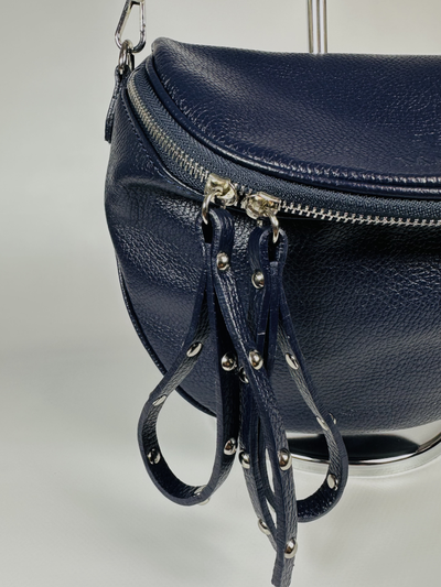 Женская кросс боди сумка из натуральной кожи Vera Pelle от M&Marie темно-синего цвета 025866