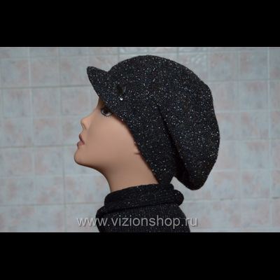 Кепка вязаная для женщин Vizio Визио Италия 5821 черная