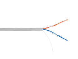 Кабель U/UTP 2 пары, Кат.5 (Класс D),  (0,47 ±0,01)100МГц, одножильный, BC (чистая медь), внутренний, PVC нг(B), серый, 305м