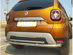 Защита заднего бампера двойная d60/42 для Renault Duster (2021-...)