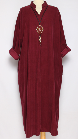 Платье Бохо вельветовое "СТОЙКА ЗАЩИП" малахит, винный до р.52