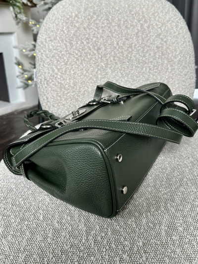 Женская сумка портфель из натуральной кожи темно-зеленого цвета, Vera Pelle Italy. Арт. 024585