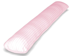 Подушка обнимашка форма I размер 190х 35 см био пух с наволочкой сатин страйп розовый