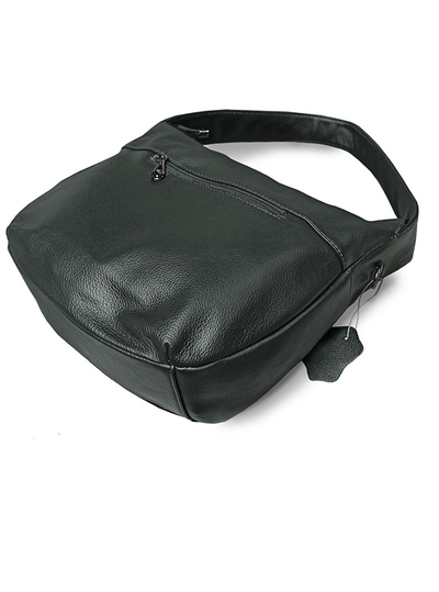 (АРТИКУЛ: 9779) СУМКА-МЕШОК ЖЕНСКАЯ, СРЕДНЕГО РАЗМЕРА, НАТУРАЛЬНАЯ КОЖА, ТЕМНО-ЗЕЛЕНАЯ, РУЧКА И РЕМЕНЬ ЧЕРЕЗ ПЛЕЧО