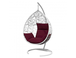 Подвесное кресло БАРОЛО белое, подушка бордо