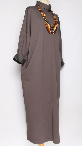 Платье "Кимоно хомут" серый р.56