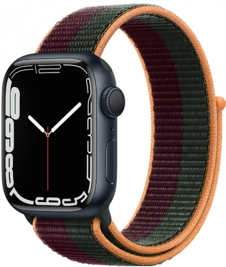 Умные часы Apple Watch Series 7 41 мм, Aluminum Case Sport Loop, Midnight/Dark Cherry/Forest Green