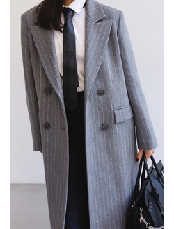 Пальто шерстяное в полоску