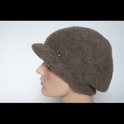 Вязаная женская кепка зимняя Vizio Италия 6962 W ореховая фото