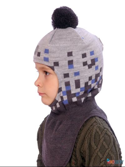 Шапка-шлем   21101-07, цвет темно-серый, серый р. 52-54