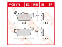 Тормозные колодки TRW MCB575SI для Honda (Sinter Offroad)