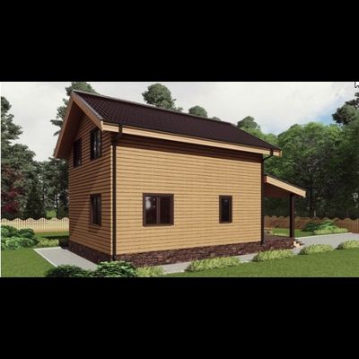 Двухэтажный каркасный дом с четырьмя спальнями 93м² (SK36)