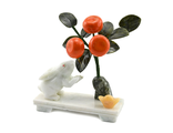 Композиция из камня &quot;Заяц из мрамора и бонсай дерево счастья мандарин 3 плода, 15,7х 6х 170 см