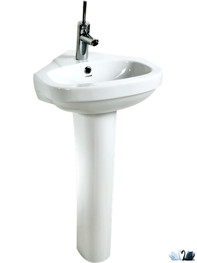 Раковина Creavit Corner VT145.000, 32 см, с пьедесталом VT253.000, угловая