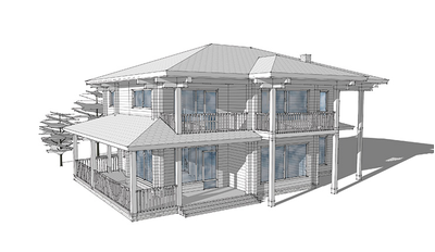 Дом из профилированного бруса  в два полноценных этажа ПБ-03, 263 м2