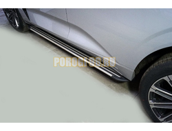 Пороги алюминиевые "Slim Line Silver" 1920 мм ТСС для Changan UNI-K 2.0 4WD 2023-