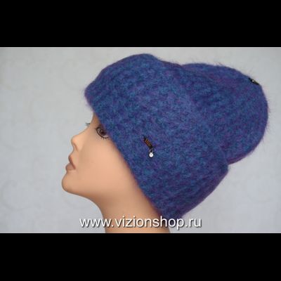 Голубая женская шапка с отворотом Vizio Италия 6547 CYR