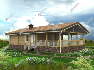 Гостевой дом-баня "Татарстан" с большой террасой из профилированного бруса, 118 м2