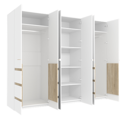 Спальня АНОНА - АНОНА 7 Шкаф для одежды и белья 6-створчатый Белый/Дуб Сонома