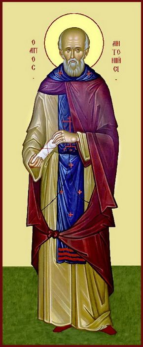 Антоний Великий, Святой Преподобный. Рукописная мерная икона.