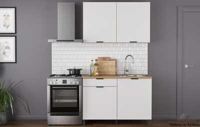 Венера (1200) МДФ кухонный гарнитур (МДФ с ПВХ белый матовый (гладкий)