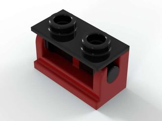 Hinge Brick 1 x 2 with Black Top Plate 3937 / 3938, Red (3937c02)