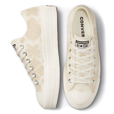 Купить  в Москве белые низкие конверс на платформе Lift Tonal Embroidery White