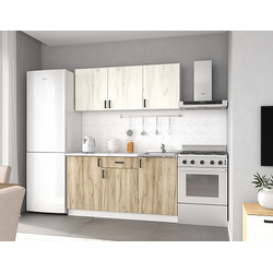 Кухонный гарнитур 1,5 ЛЕГЕНДА-10, крафт белый/дуб крафт серый/белый снег